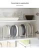 Japanese-Style Metal Dish Organizer: Cabinet Storage Rack for Plates, Bowls, Cutlery, and Chopsticks