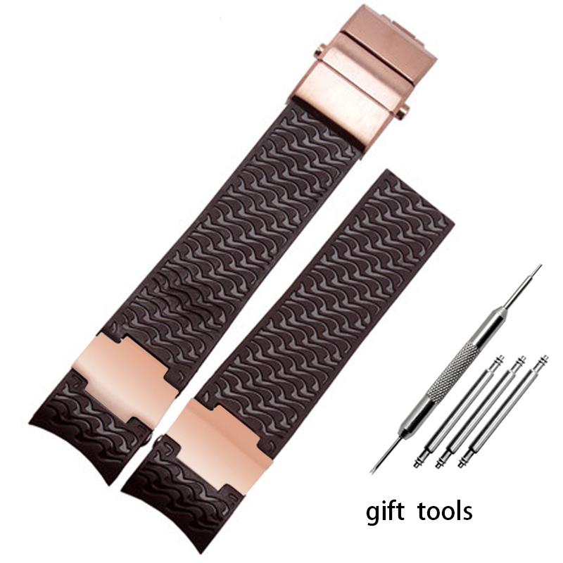 Rubber wristwatch strap silicone wristwatch strap with Ulysse Nardin blue black brown 25 * 12mm  men  tools watchband 22-20mm
