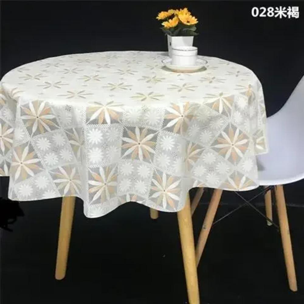Pvc Desk Mat Printed Dustproof Table Cover Round Lace Table Waterproof Oil Resistant Scald Resistant Round Tablecloth