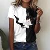 Cute Cat 3D Digital Printed Women's Fashionable Casual Round Neck Short Sleeved T-shirt
