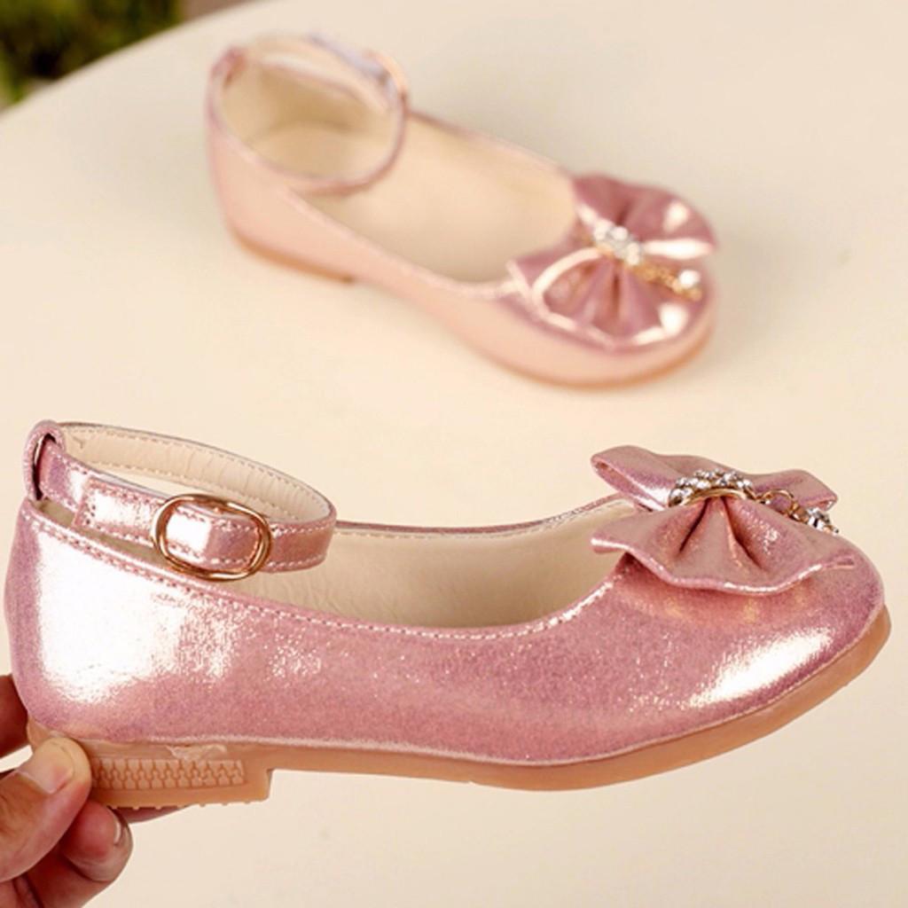 Children Infant Kids Baby Girls Bowknot Crystal Dance Shallow Single Shoes