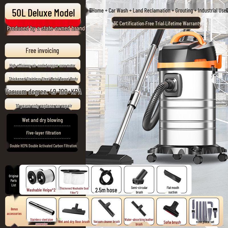 High-Power Industrial Vacuum Cleaner for Home, Car, and Small-Scale Cleaning