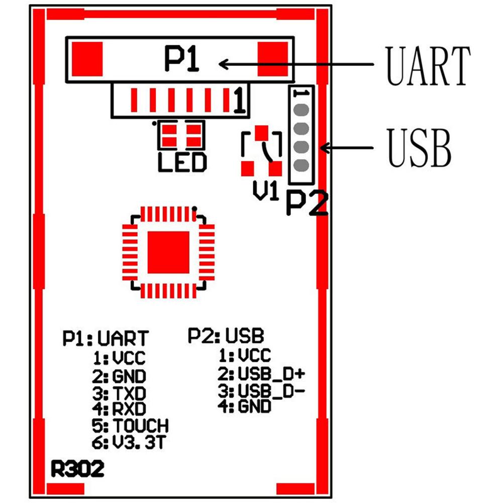 R302 Mini Semiconductor Capacitive Fingerprint Module Reader with Finger Induction Output