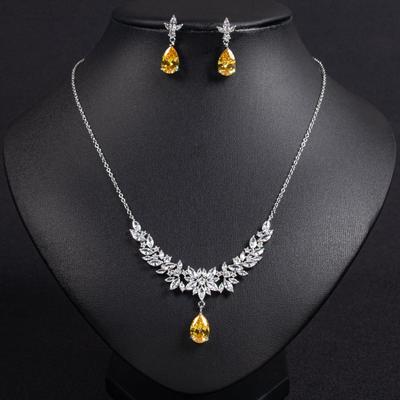 Elegant Zircon Necklace & Earrings Set for Brides