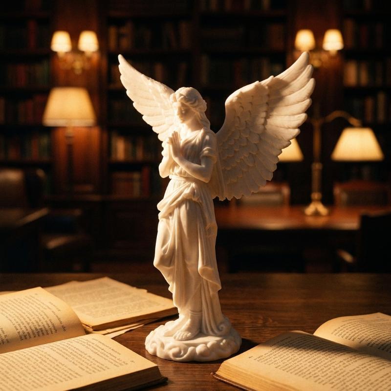 3D Printed Praying Angel Religious Figurine Matte Finish Guardian Statue for Study Shelf Living Room Decor Ornament