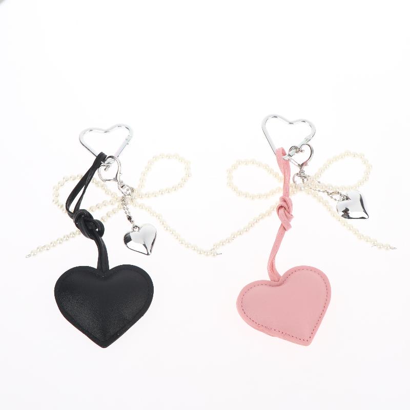 Bow Heart PU Keychains Elegant Ladies Key Chain With Rope Keyholder Fashion Accessory For Purse Bag Car Home Gift