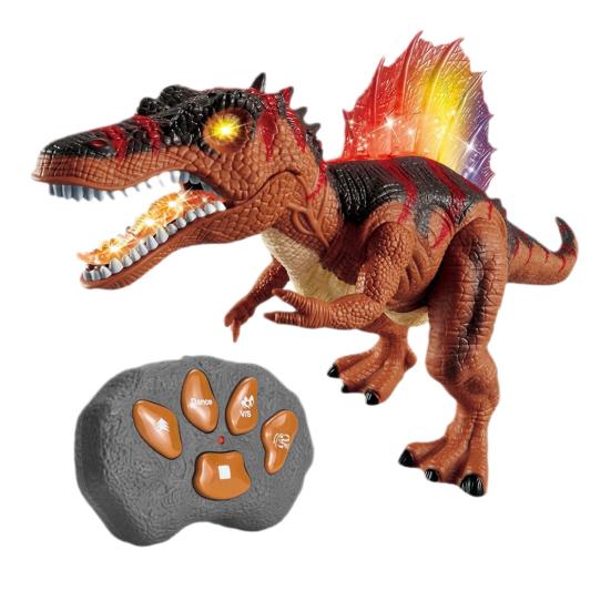 

Kids Electric Dinosaur Toy Roaring Walking Remote Control Spinosaurus Toy with Light Sound Toddlers Boys Girls Educational Simulated Dino Model Toy коричневий