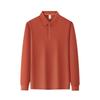 Men Solid White Long Sleeve Polo Shirt Plain Lapel Three Buttons Business Casual Basic Top