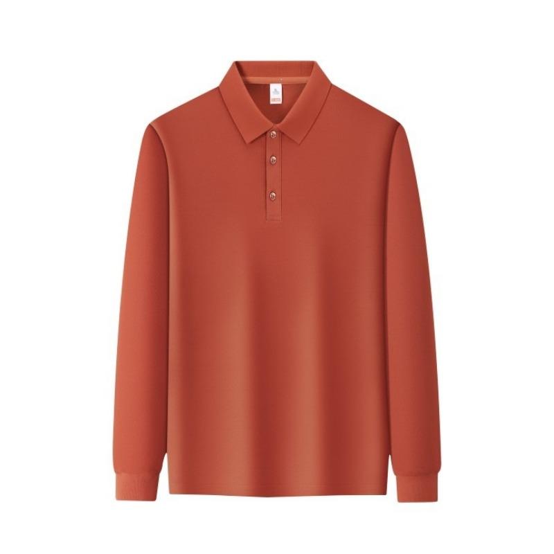 Men Solid White Long Sleeve Polo Shirt Plain Lapel Three Buttons Business Casual Basic Top