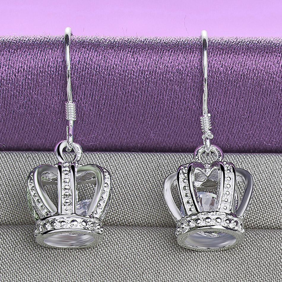 

CHSHINE серьги из стерлингового серебра 925 пробы с короной и цирконием для женщин, свадебные и помолвочные модные очаровательные ювелирные изделия 2.80*0.9cm