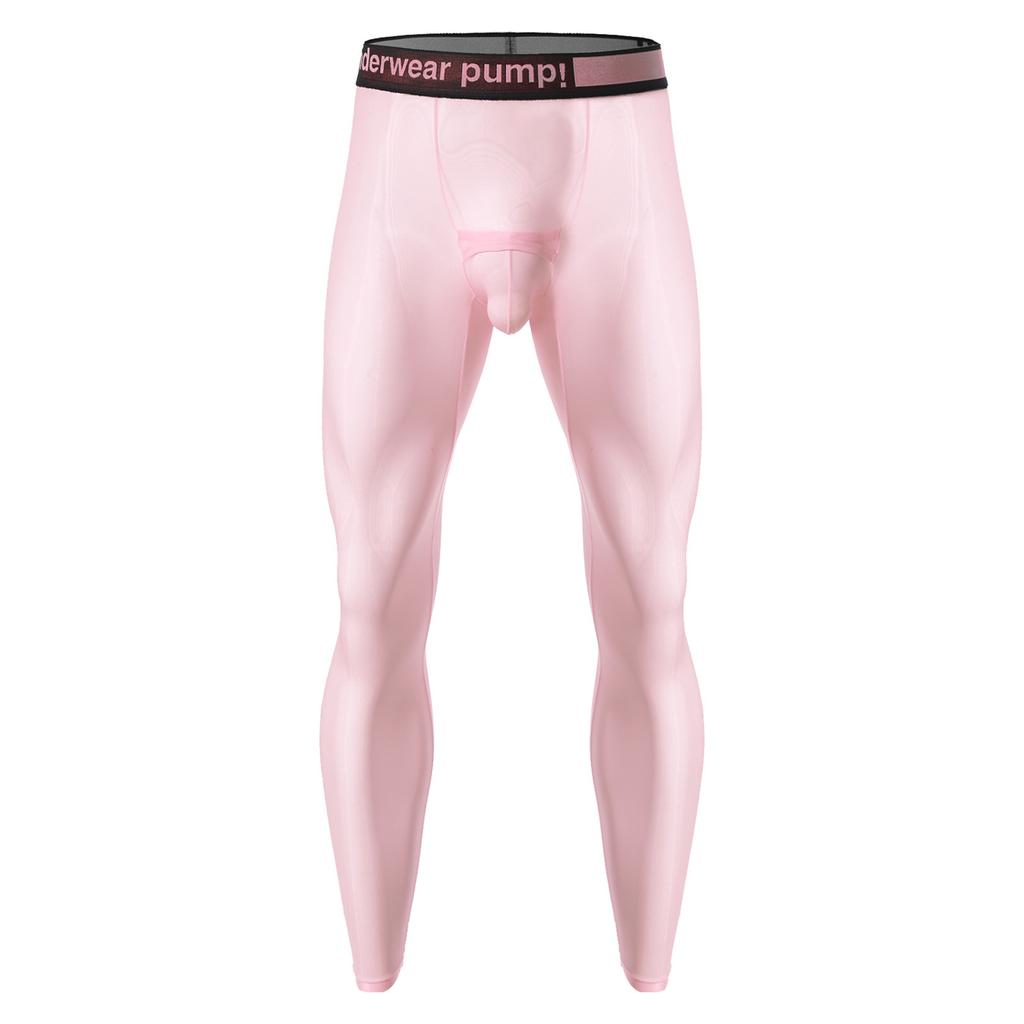 Collant da uomo trasparenti elasticizzati Pantaloni del pigiama Vita elasticizzata Gamba aderente Leggings