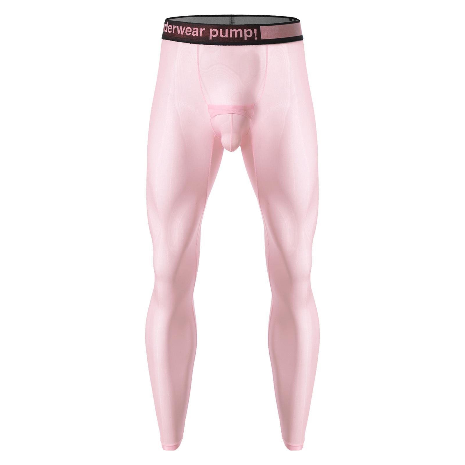 

Mens See Through Stretchy Tights Pajama Pants Elastic Waist Slim Fit Leggings XL рожевий