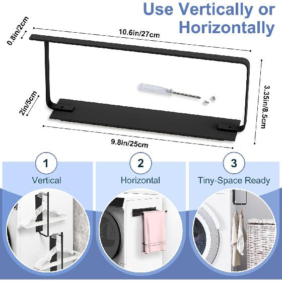 Magnetic Hanger Holder for Laundry Room, Space-Saving Hanger Organizer for Washing Machine Dryer, Holding up to 40 Velvet Wire Plastic Hangers (1,