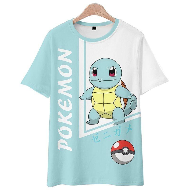 2024 Pokemon Squirtle Anime T-Shirt Summer Short Sleeve Top For Kids Everyday Style