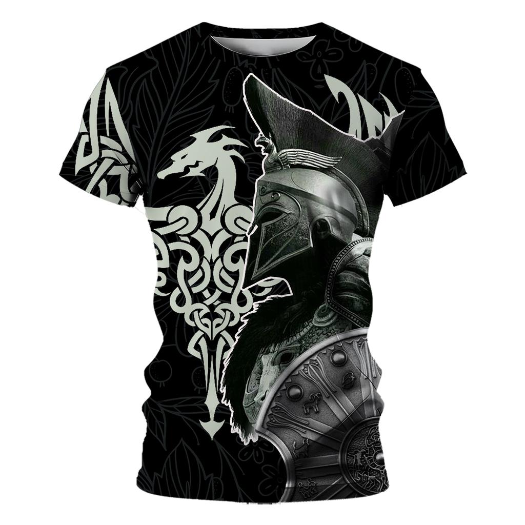 Tričko s krátkým rukávem pro muže Tričko Pánské Letní Pánská trička Muž Léto 2024 Tmavý rytíř Cross Sleeve Tričko Oversized Graphic