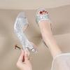 Fish mouth mesh sandals fairy style thick heel summer new  shoes fashion high heels fashion versatile  shoes