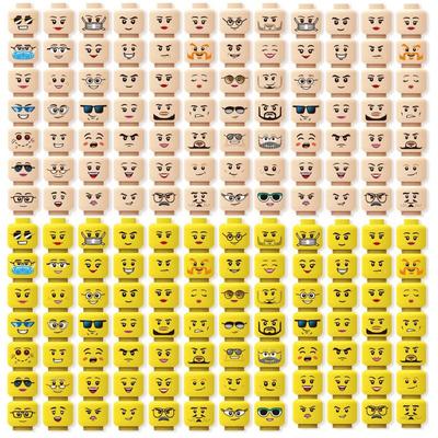 56 adet MiniFigür Yüz Kulaklık Seti Kadın veya Erkek MOC Rakamlar İfade Aksesuarları Parçaları Yapı Taşları Tuğlalar Çocuklar için