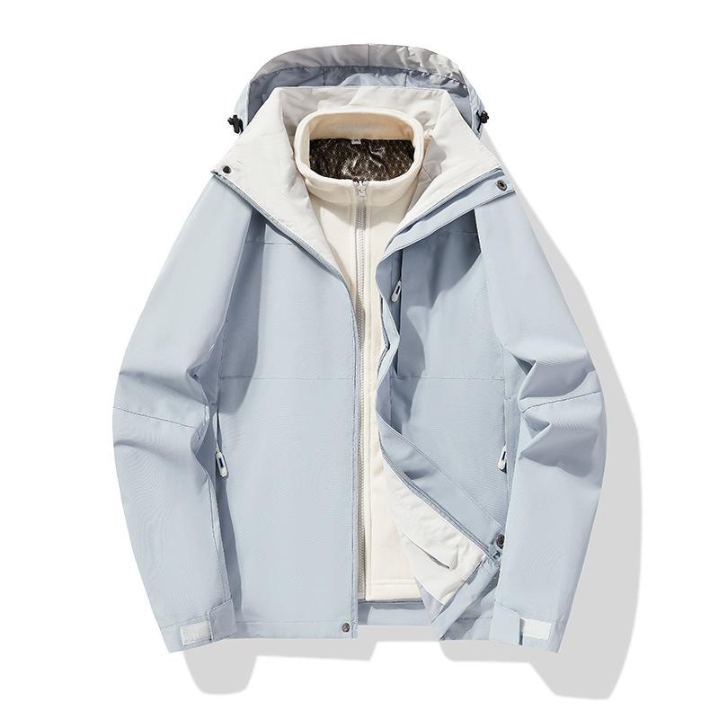 Outdoor Jacket Autumn and Winter New Graphene Detachable Three-in-one Two-piece Set Plus Velvet Thickened Silver Fox Velvet Jacket