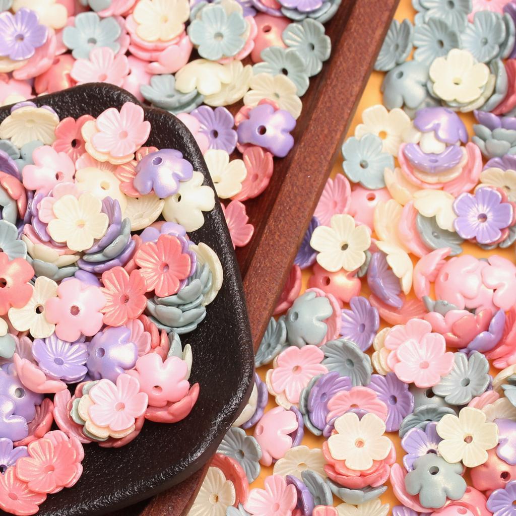 80 Stück modische Blumenperlen, Acryl, fünfblättrige Blumenperlen, 10,5 mm, DIY, handgefertigte Materialien, Haarspange, Ohrringe, Schmuckherstellung