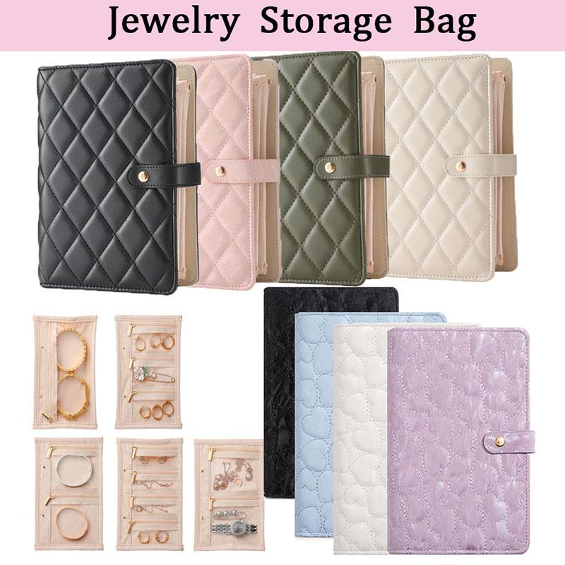 Hochwertiges Transparentes Schmuckaufbewahrungsbuch Samt mit Reißverschluss Halskette Ordner Aufbewahrungsbuch Luxus PU Leder Klarsichthüllen