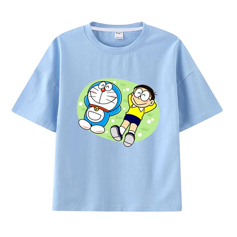 Children s Summer Short-sleeve T-shirt, Children s Clothing, Doraemon Pattern 100