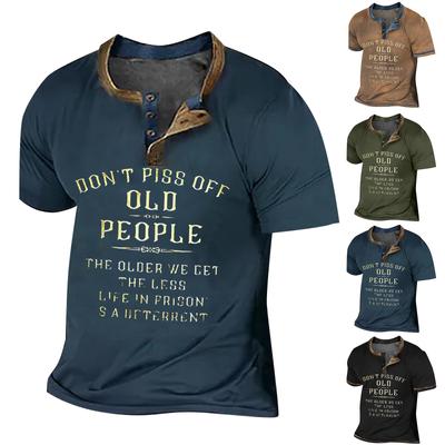 Men's  T-shirt T-shirts Graphic Text Black Military Green Pool Dark Gray 3D Printing Street Casual Short Sleeve Button Down Printed Clothing Basic