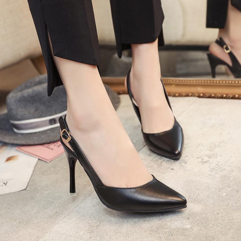 

Высококачественная обувь для женщин с пряжкой на каблуках, распродажа, туфли-лодочки с острым носком, Zapatos 39 чёрный
