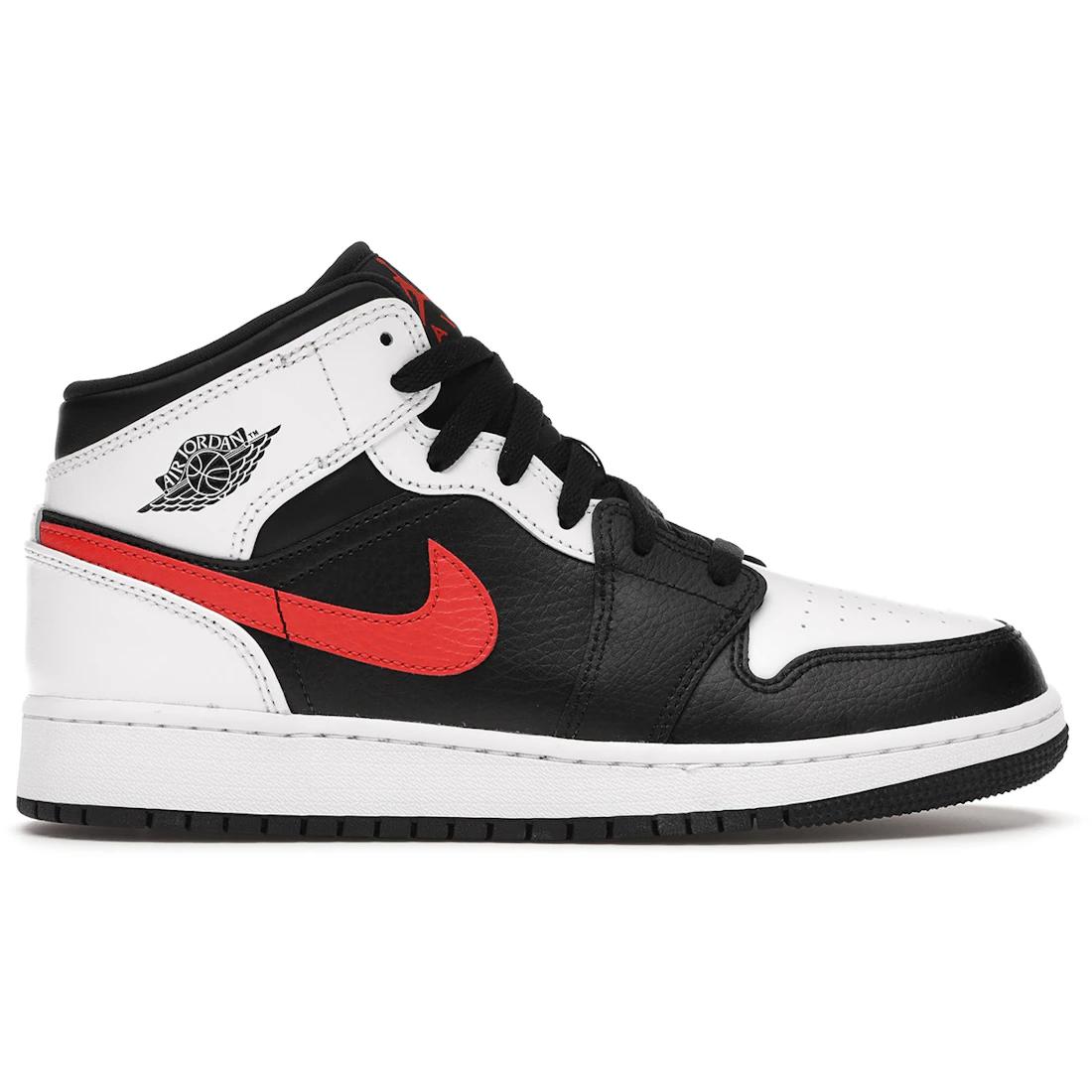 

Sneaker Jordan 1 Mid White Black Chile Red (GS)(554725-075) 36.5