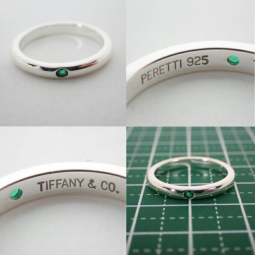 [Brukt] TIFFANY 925 smaragd stablebåndring / størrelse 10 / j12-12