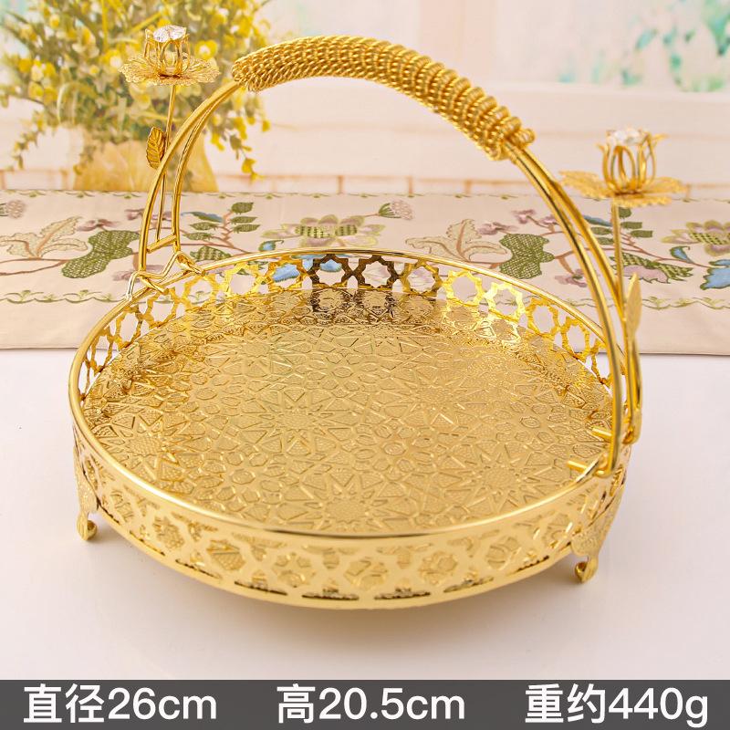 Vintage Round Fruit Tray,Cupcake Stand Decorative Dessert Platter with Handle for Wedding Birthday Party Afternoon Tea Cookies