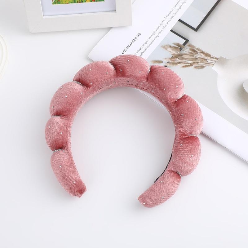 1PC Cloud Face Wash Sponge Hair Band Hair Ornament Velvet Rhinestone Premium Female High Head Top Fried Dough Twists Headband