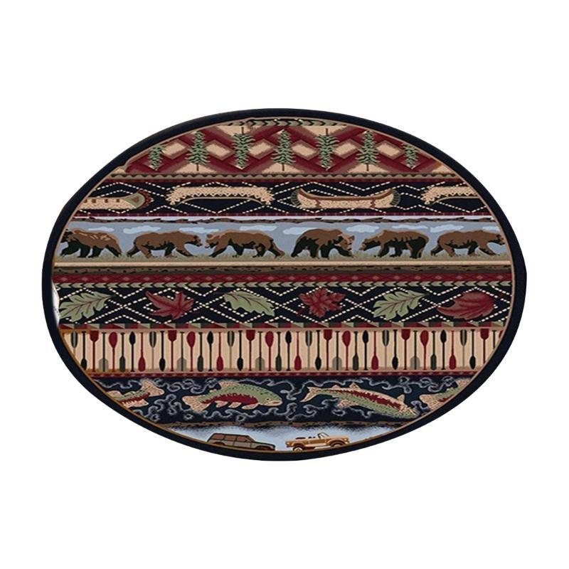 652F Round Carpet Retro Ethnic Type Floor Mat Resistant Rug Home Decoration