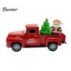 Red Truck Figurine Christmas Pickup Figurine, Vintage Car Statue with Santa Claus, Holiday Ornament Tree, Snowman, Miniature Alloy Vehicle for