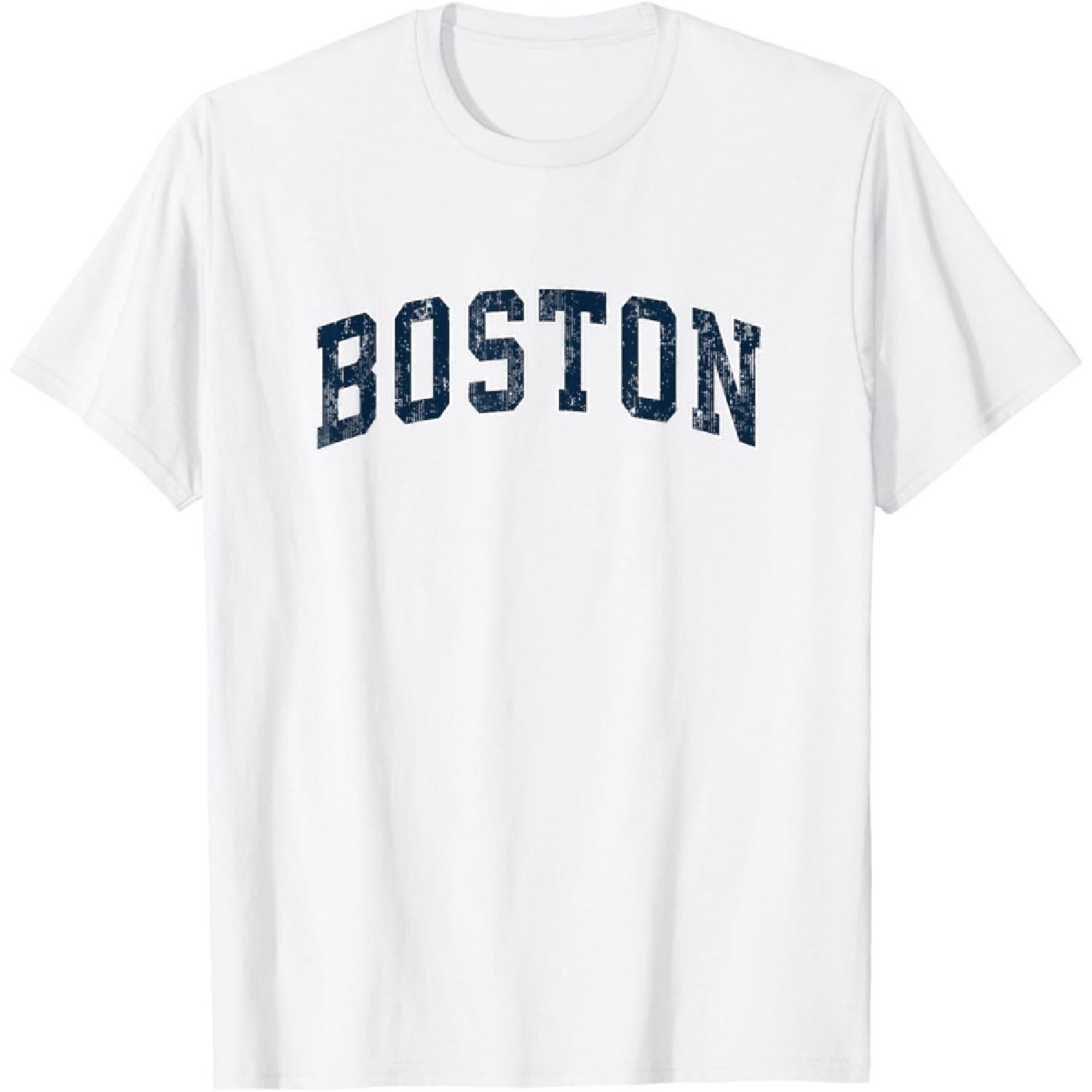 Boston Massachusetts MA Vintage Sports Design Navy Design T-Shirt XXXXXL белый