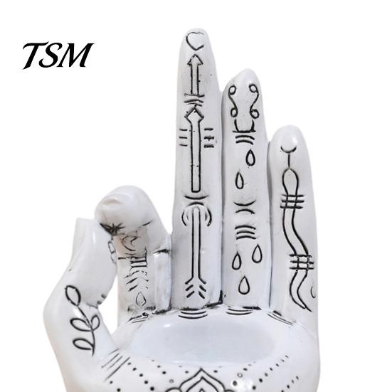 Spooky Halloween Table Decor Palmistry Hand Incense Holder, Resin Statue, Decorative Gothic Home Ornament Stick Ancient Mystical Palm Sculpture
