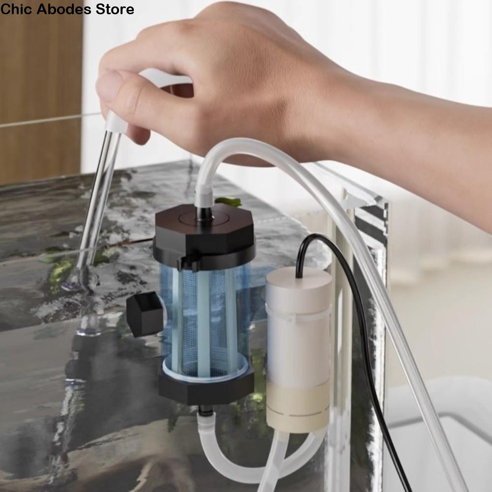 USB Powered Aquarium Water Changer 280GPH Electric Vacuum Gravel Cleaner Detachable Strong Suction Fish Tank Vacuum Cleaner