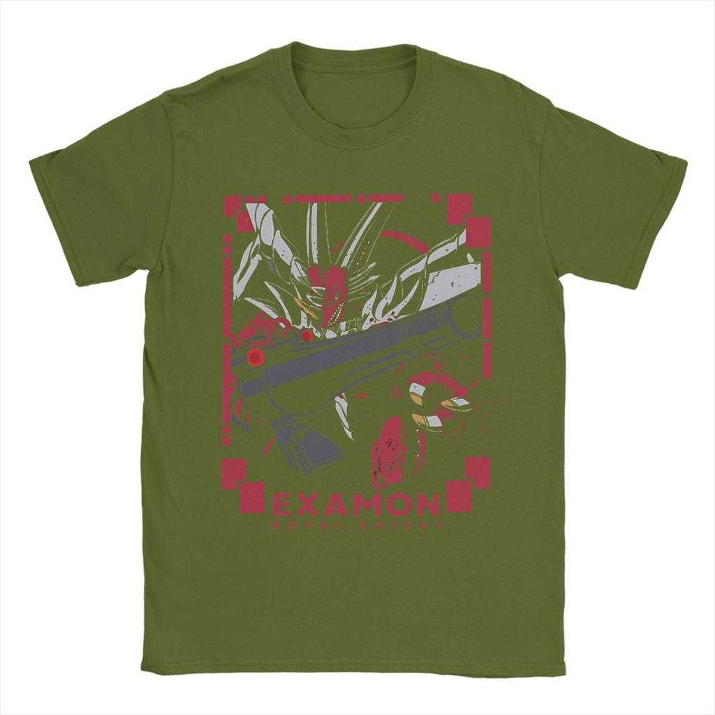 Vintage Digimon Royal Knight Examon Tshirts Men 100%Cotton Short Sleeve  Crewneck Summer Tops