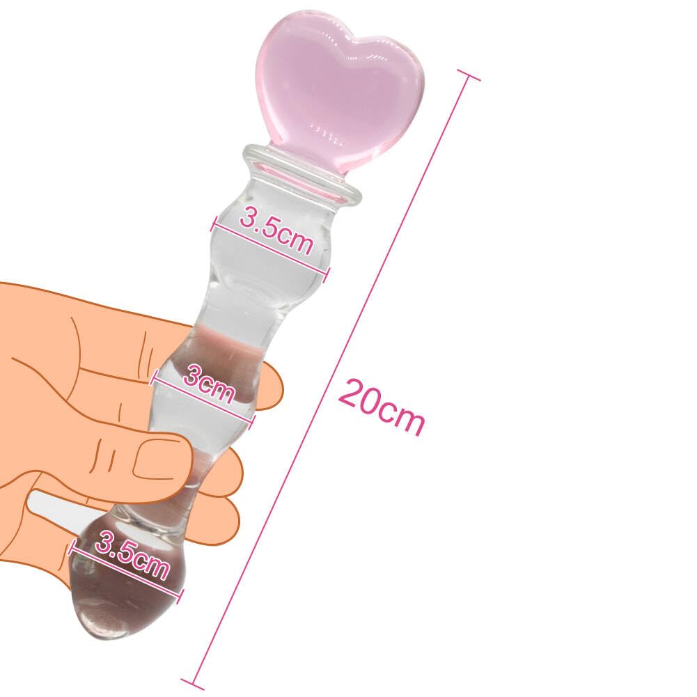 SXOVO Glass Anal Plug Heart Shape Crystal Anal Plug for Men Women Masturbation Transparent Anal Plug Vagina Stimulation Sex Toys G-Pot