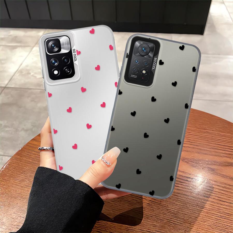 Soft Cover Phone Case for Xiaomi Redmi Note 10s 11s 12 13 14 Pro Plus 10 11 Pro Black Love Heart