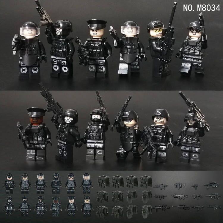 12 Black Special Police M8034 Small Particle Miniature Weapon Piece Accessories Assembly Children'S Building Block Toy Bandit