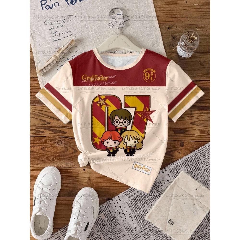 

Harry Potter Design Pattern Printed Summer Sweatshirt for Children/Adults Casual Sports Round Neck Short Sleeve Loose Top 110