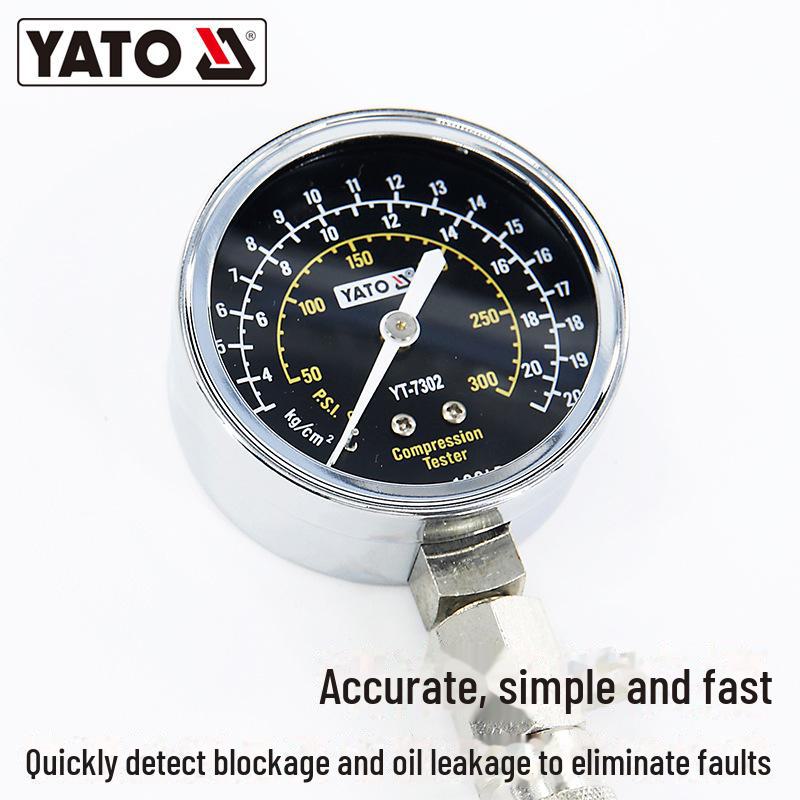 YATO Cylinder Pressure Gauge for Gas/Oil Engines - Auto Repair Tool