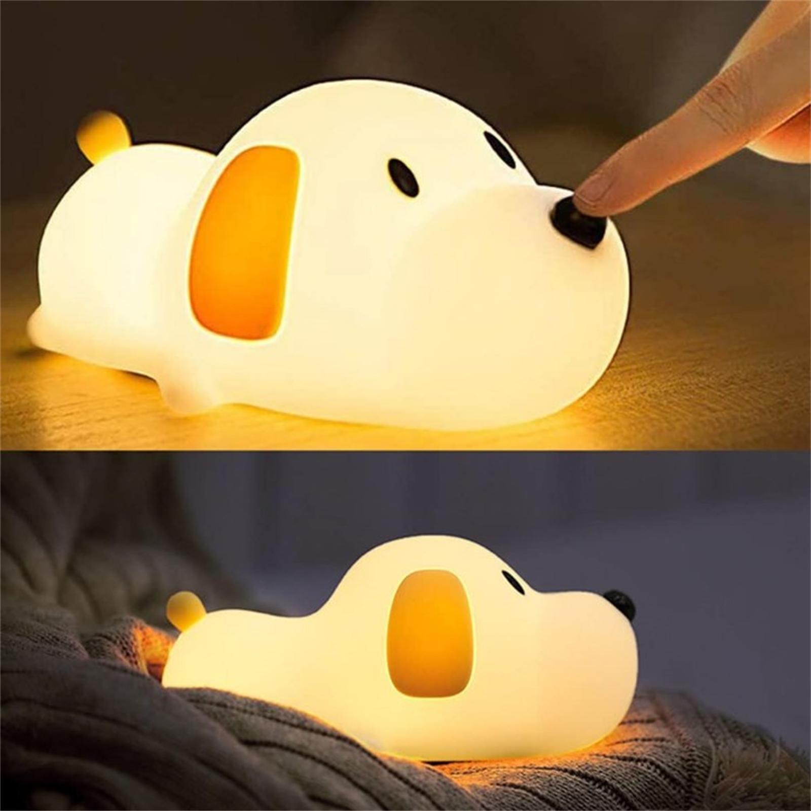 1.5W LED Lying Flat Dog Night Light With 30 60 Min Timer 2700-6500K Portable Dimmable Adjustable Brightness Bedside Lamp For Boys Girls dual light source#0