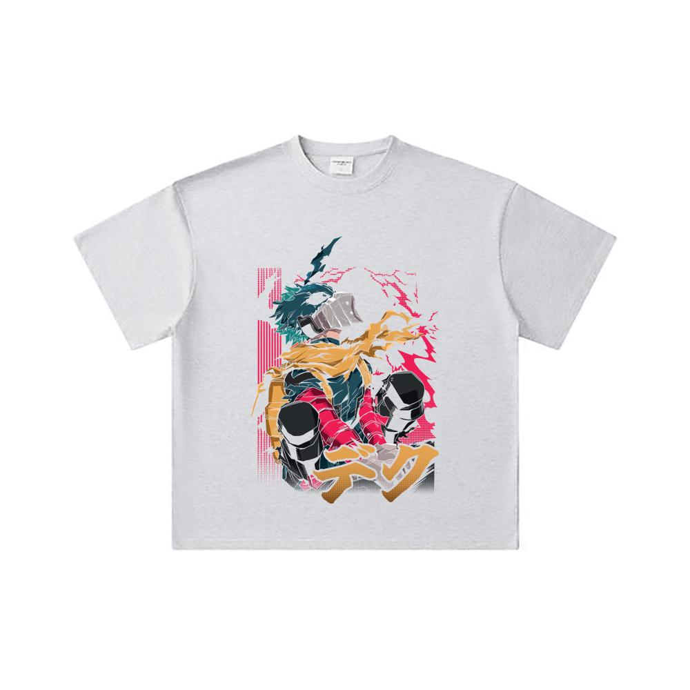 260 GSM Double Yarn 32 Count 100% Cotton My Hero Academia V16 Deku Print Unisex Heavy Cotton T Shirt