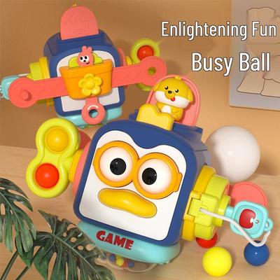 Infant Busy Ball: Early Education Tactile Puzzle Hexahedron with Hand-Grip and Soothing Features.