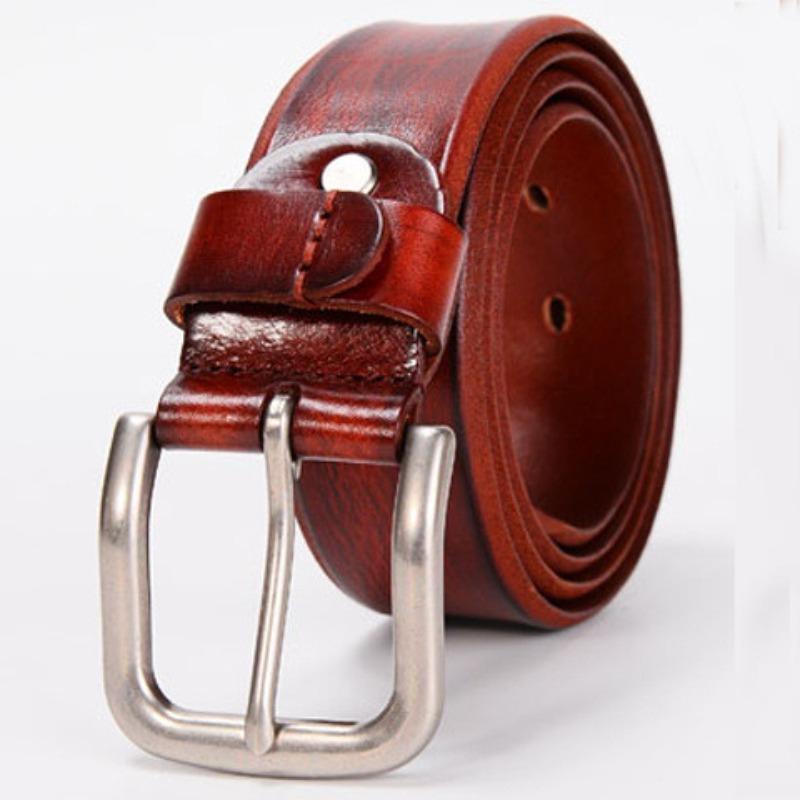 Genuine Leather Retro Pin Buckle First Layer Cowhide Belt Casual Pants Belt Men'S Casual Belt Trendy, Personalized Belt