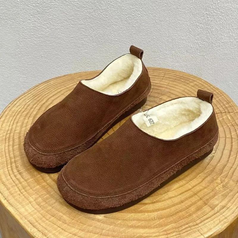 

Женские мокасины, туфли на плоской подошве, короткие, плюшевые, теплые, повседневные, кроссовки, женская обувь 2024 года, тренд, зима, новые, удобные, для ходьбы, для снега, Botas De Mujer 41 темно-коричневого