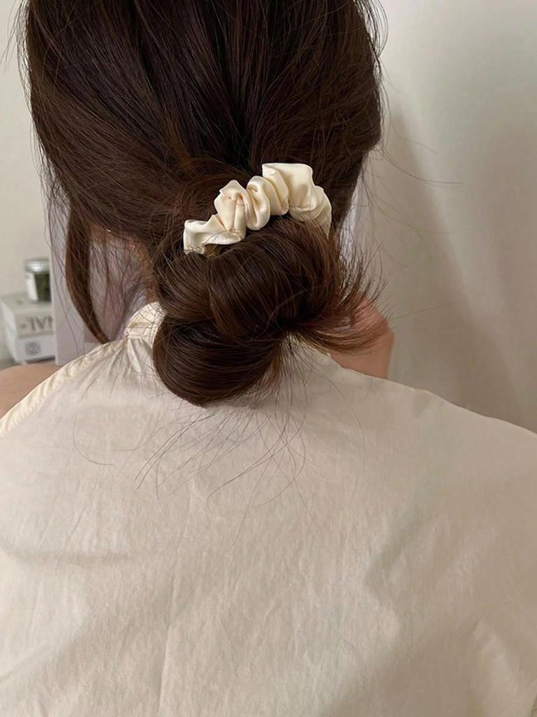 3/5Pcs Women's 6cm/2.36in Silky Satin Hair Scrunchies, Versatile High-End Elegant Retro French Minimalist Hair Ties