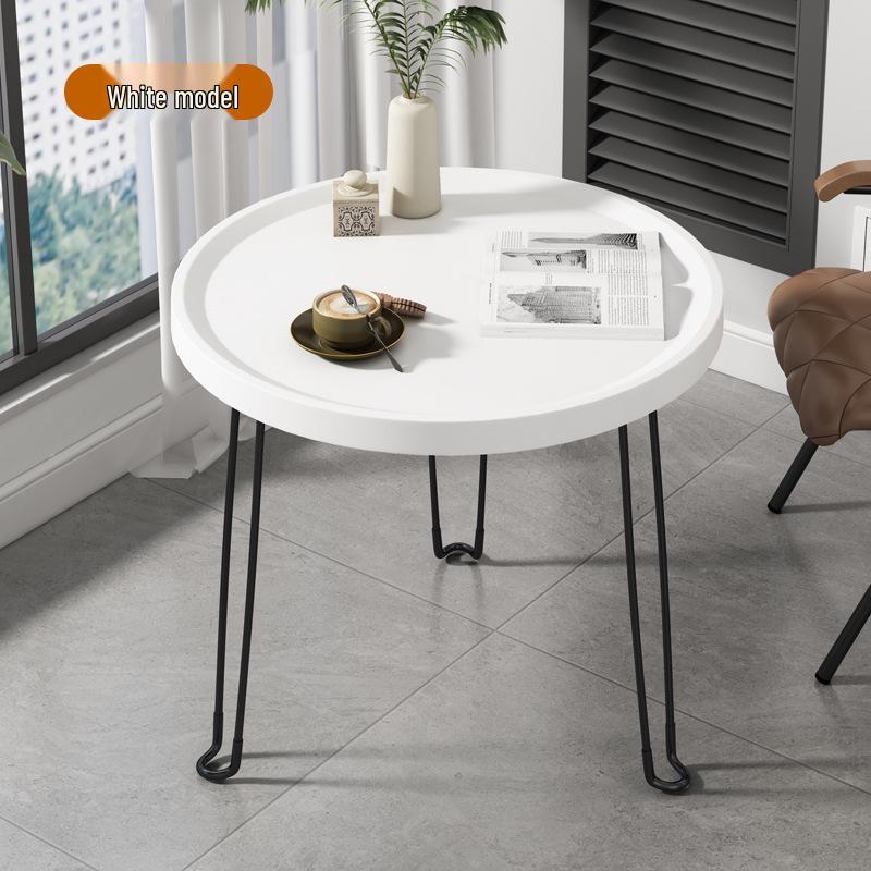 Foldable Sofa Side Table - Small Round Living Room or Bedroom Coffee Table