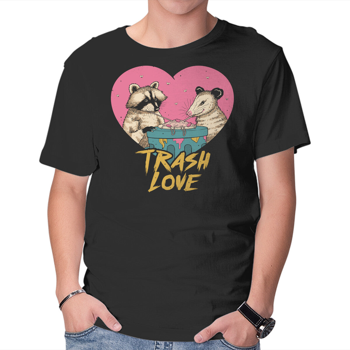 Unisex Crew Neck T-Shirt Trash Love Graphic Short Sleeve Casual Tee XXXXL